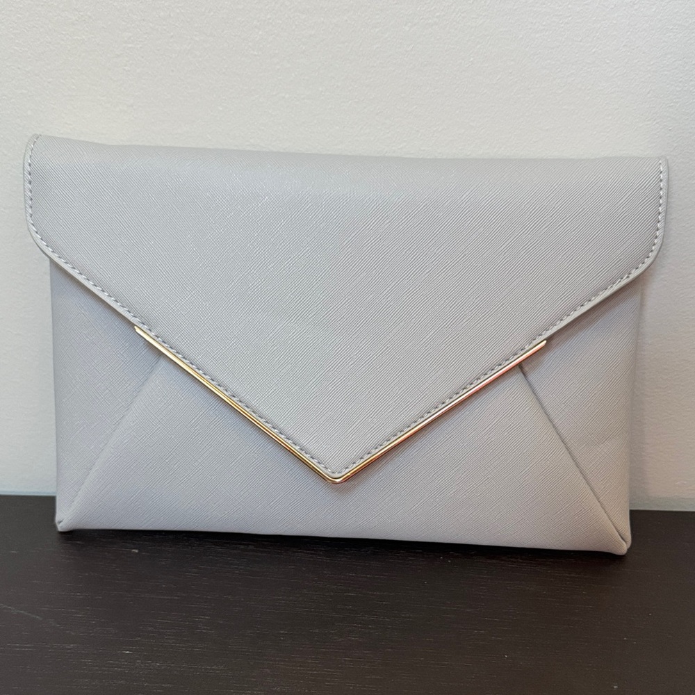 Urban Expressions Grey Clutch with Gold Chain